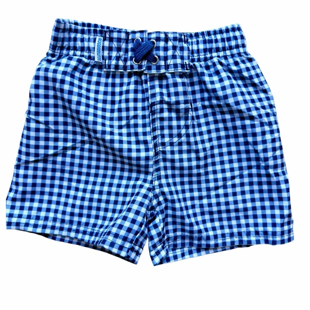 Ruggedbutts boys infant navy gingham check swim trunks‎ 18-24M